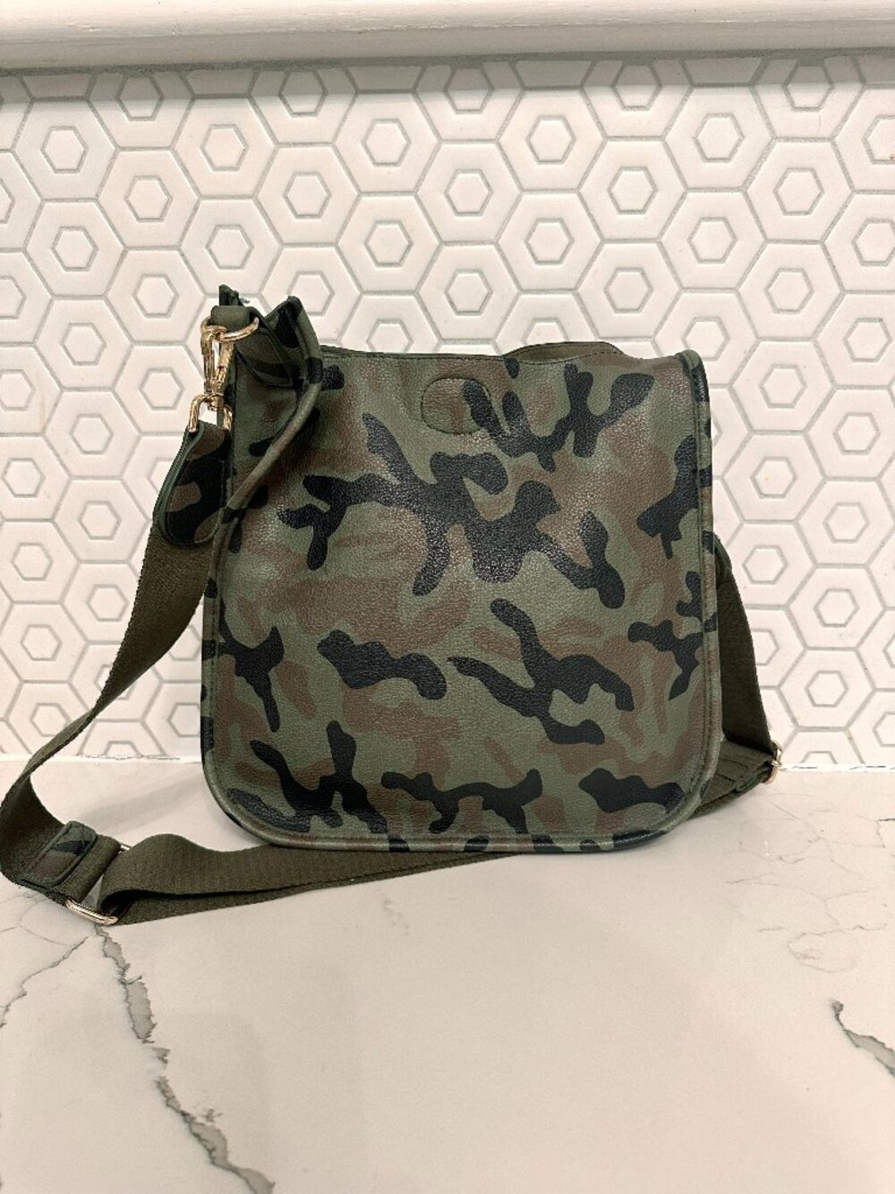 Crossbody Camo Bag, Vegan Leather